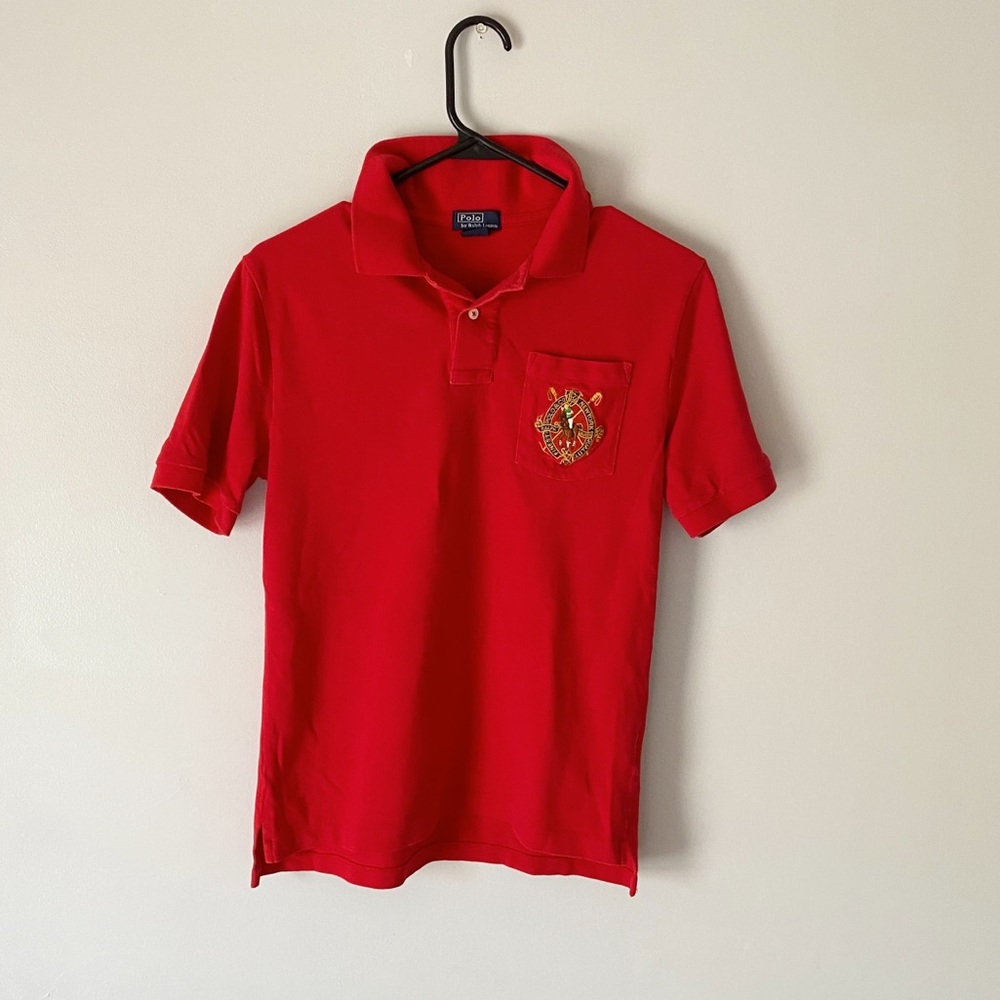 Ralph Lauren Boys Red Embroidered Collared Polo Shirt